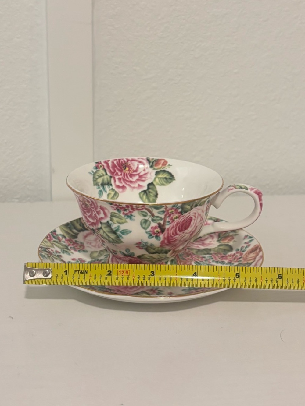 Vintage Edwardian Pink Rose Victorian Romantic Chintz Teacup and Saucer. - Picture 6 of 7